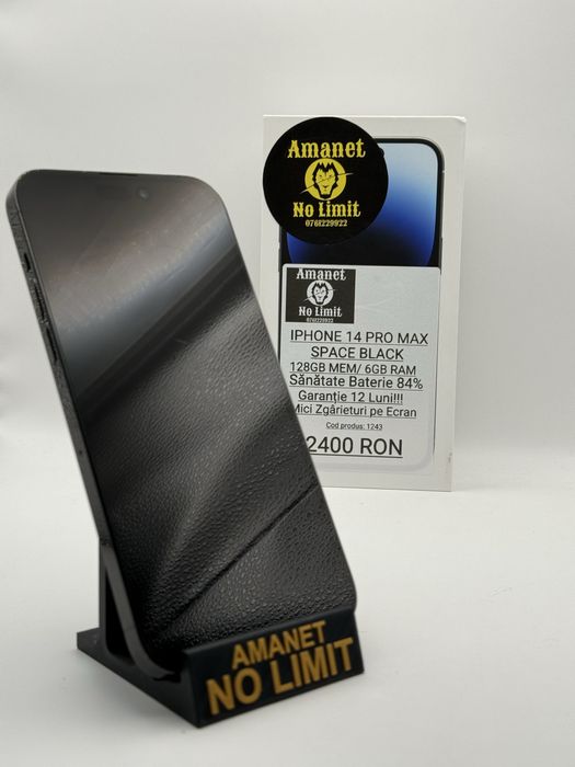 iPhone 14 Pro max 128GB Black Baterie 84% Garantie 1An,AMANET NO LIMIT