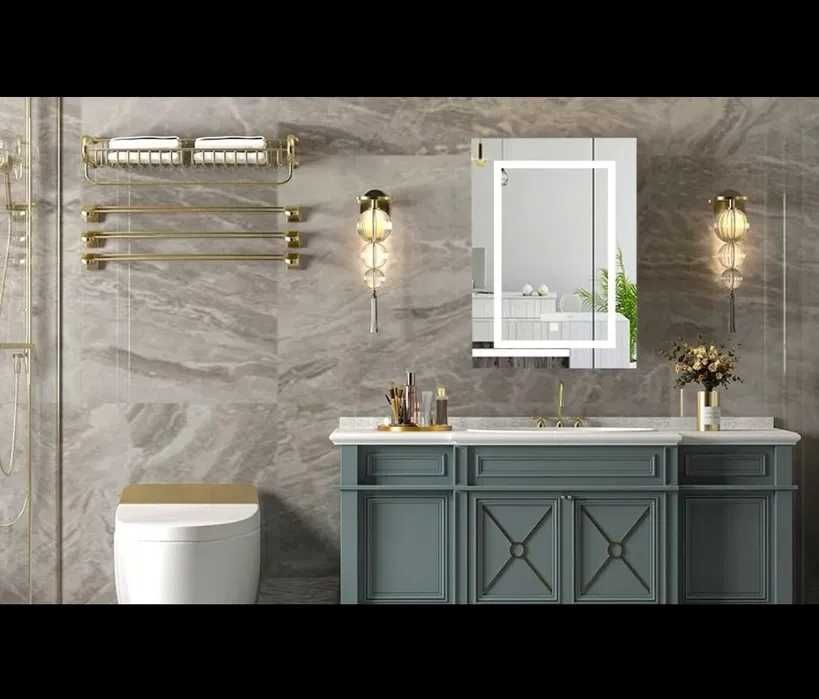лед LED - шкаф с огледало, за баня гланц, шкаф за баня с осветление
