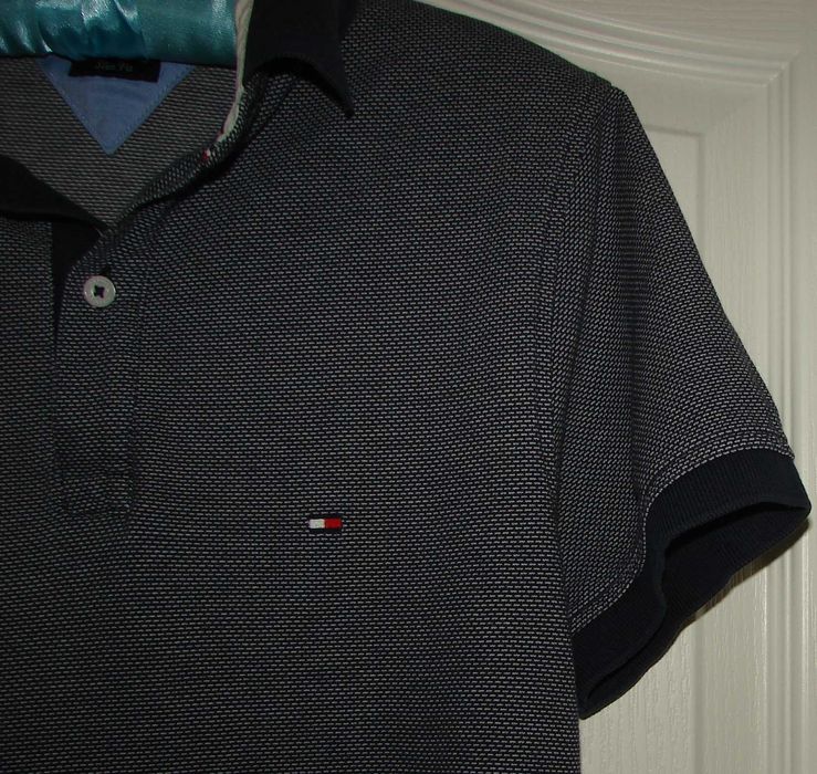 Tricou TOMMY HILFIGER, Marime S/Slim Fit, Bleumarin, Autentic/Original