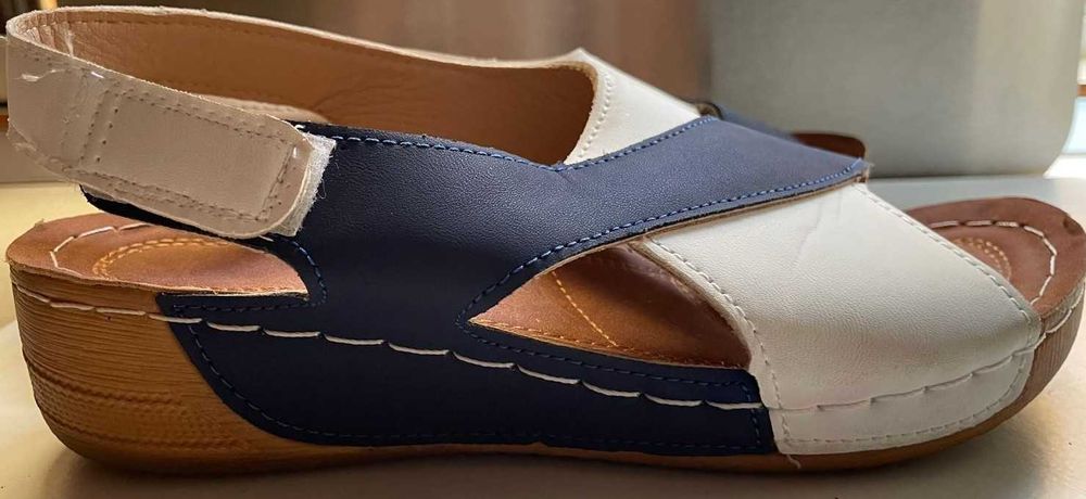 Sandale dama alb_albastru nr 37