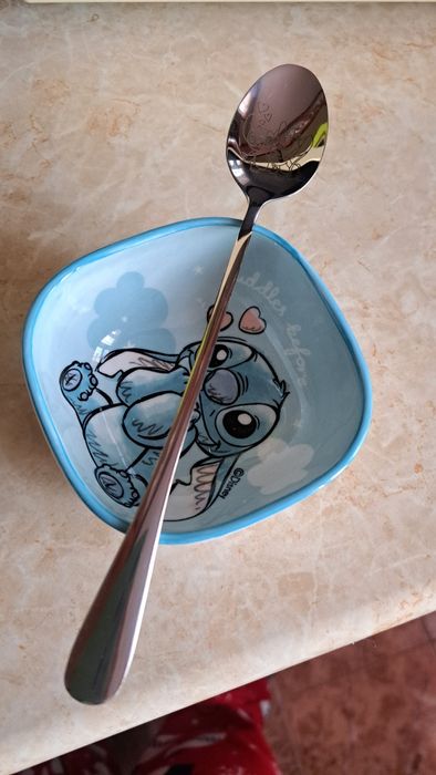 Комплект Порцеланова купичка и лъжичка Стич