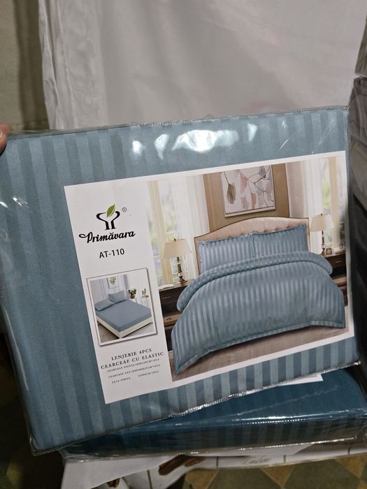 Спални комплекти 4 части  от памучен сатен райе от мсмпердета.бг