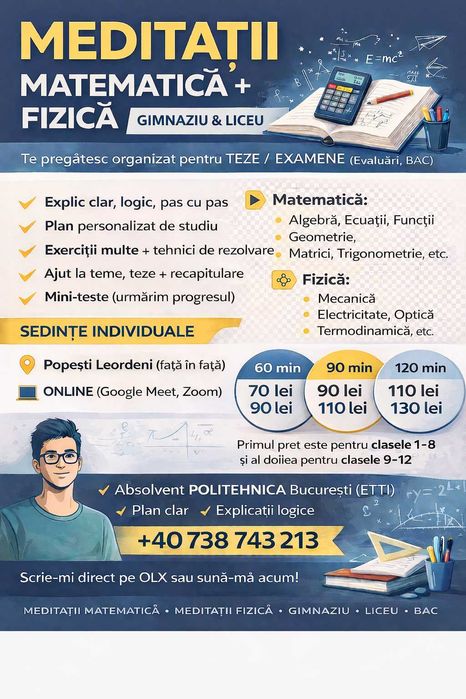 Pregatire Matematica si Fizica | Teze, Evaluari, BAC