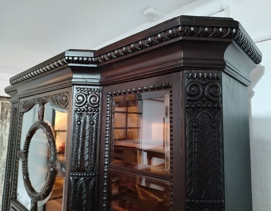 REDUCERE - Bibliotecă /Vitrina veche din lemn de stejar