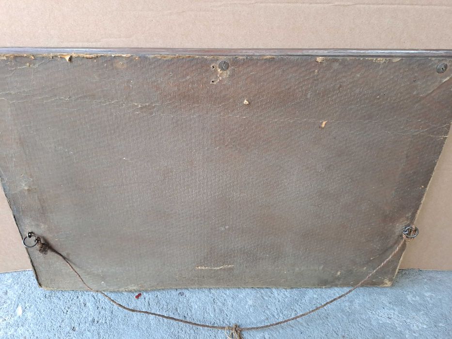 tablou pictura veche pe carton gros semnat 52/34 cm
