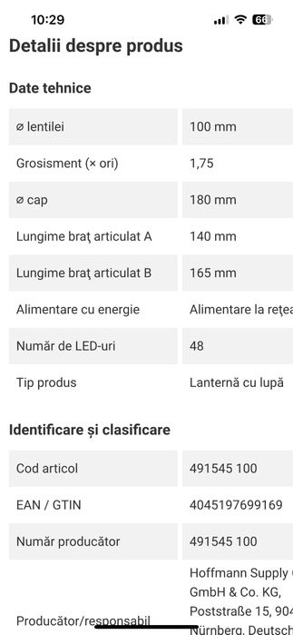 Lampa inelara cu lupa 100 mm .