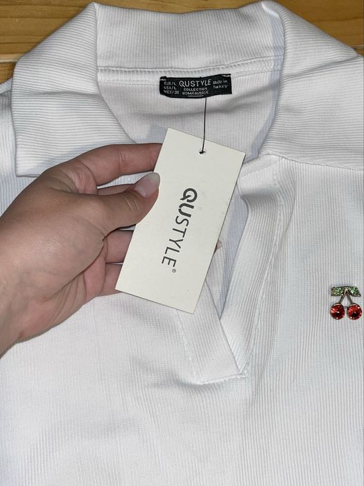 Блуза с къс ръкав, бяла