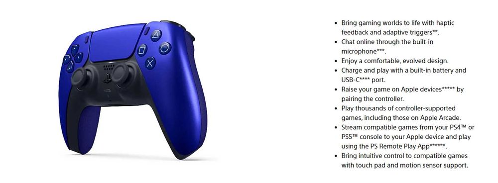 Kонтролер Sony DualSense - Cobalt Blue Limited , PS5, Нов , 24м гар.
