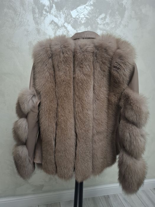 Haina de blana vulpe si piele naturala mărimea S