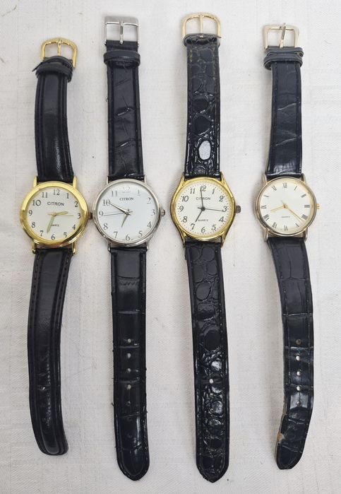 Lot 4 ceasuri de damă, Citron, Quartz, cu quartz, din oțel inoxidabil si curea din piele.