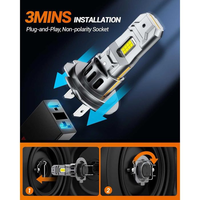 SEALIGHT® S2S H7 70W 6500K White IP68 LED Headlight Bulbs 2Pcs