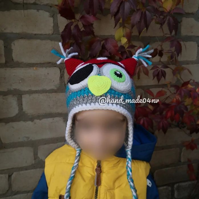 Шапка ручной работы "Сова пират"
