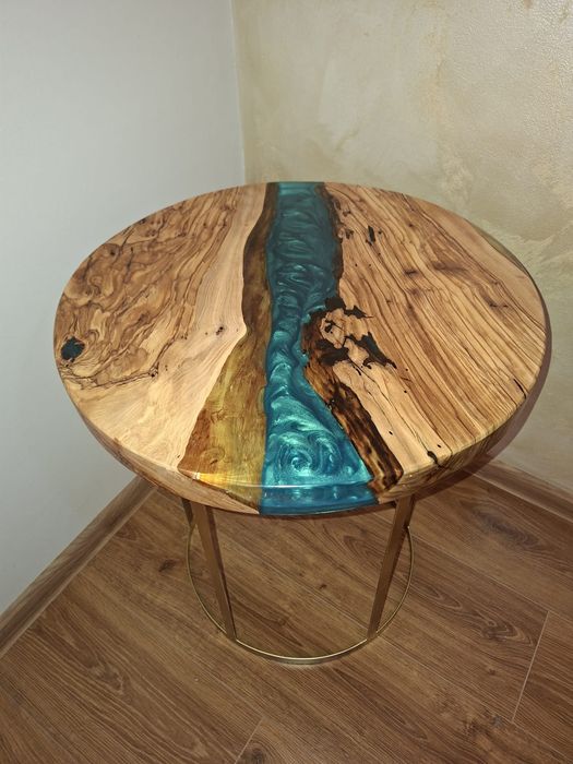 3D Epoxy river olive tree table - măsuța cafea 50x50 cm