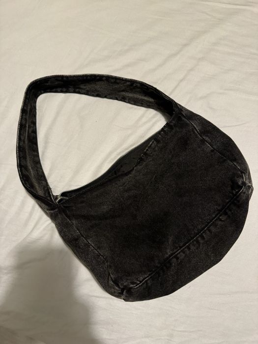 дънкова сиво-черна чанта h&m