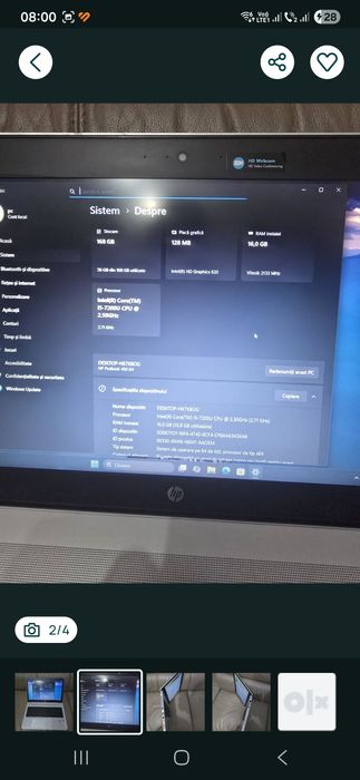 HP, i5-7200, ram 16gb, ssd 180gb, bat 4h