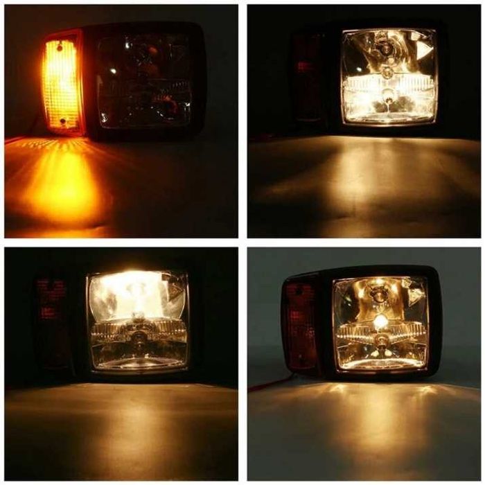 Външни фарове с мигачи за трактор,багер,снегорин/ агро фар/ къси дълги