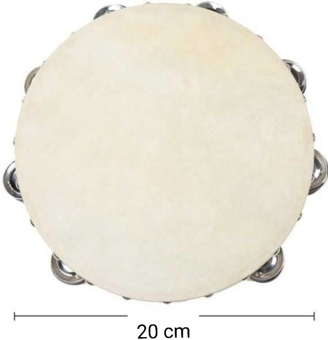 Tamburina copii cu 6 clopotei si piele naturala 20 cm