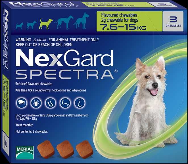 НексГард Спектра/NexGard Spectra - 3 броя овкусени таблетки (цяла кутия) 7 - 15 кг