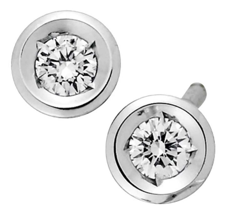 Cercei stud ai femeilor, 375 de aur alb cu 2 diamante