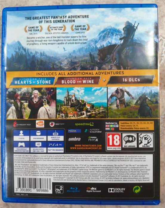 Ведьмак 3 (Игра года) на PS4