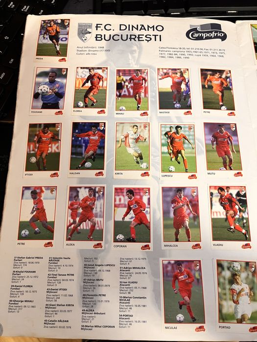 Album Campofrio Panini Anul 2000 cu Liga I Romania