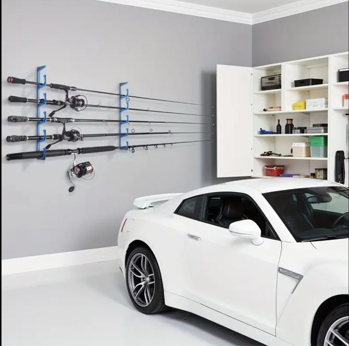 Стойка за съхранение на въдици. Подходяща за монтаж на стена и таван.