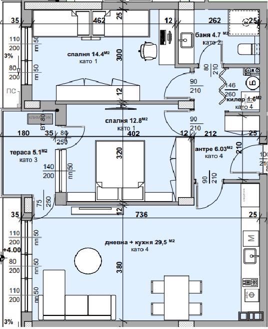 3-стаен апартамент Стара Загора кв. Самара 3