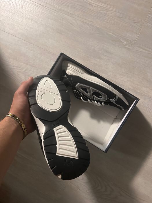 Papuci Dior B30 Negru/Alb