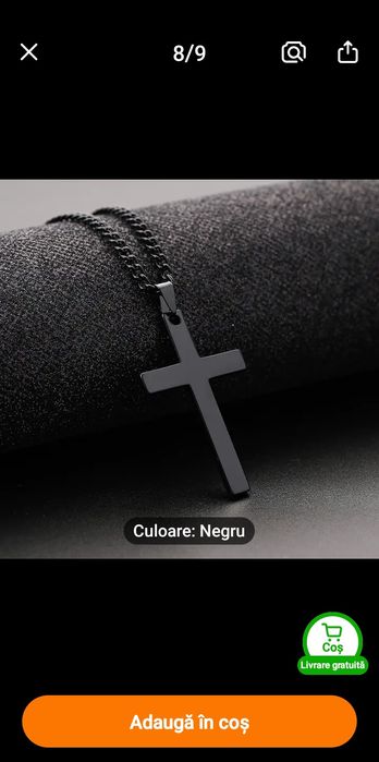 Colier cu pandantiv cu cruce neagră