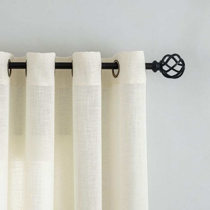 Set 2 Perdele Aspect In Crem 260x140 cm cu Inele Tip Linen