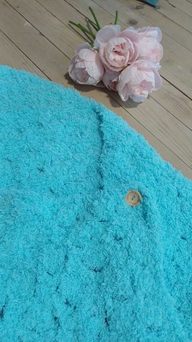 Бебешка плетена порт-пелена/одеяло,цвят син