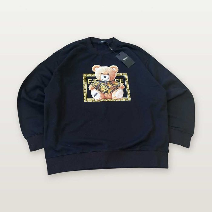 Fendi блуза crewneck черна с мече принт XL – нова