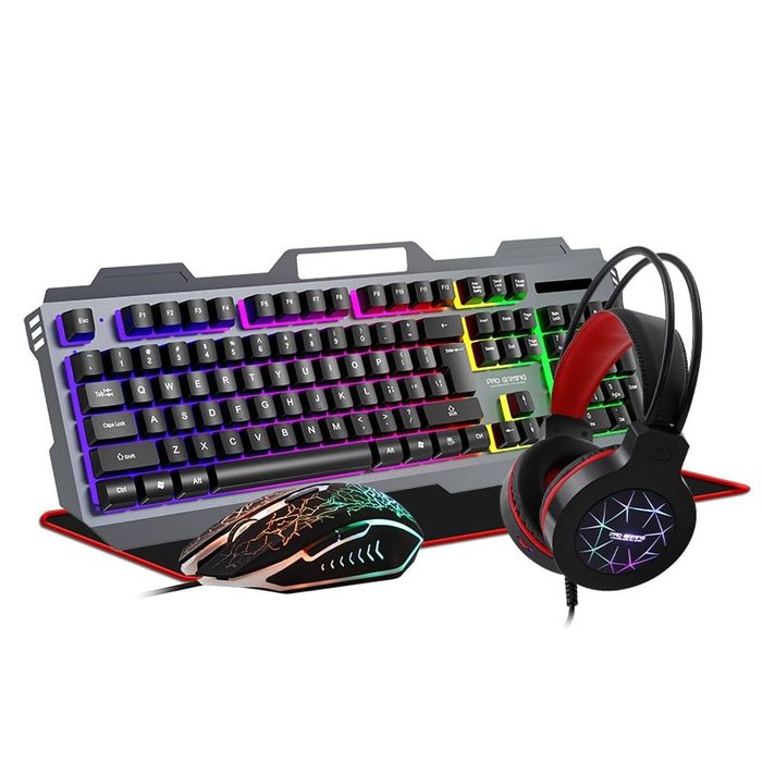 Kit 4 in 1 Pro Gaming  Mouse, Tastatura, Casti, Mousepad, RGB
