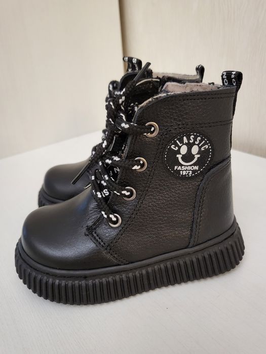 Зимние кожаные детские ботинки, натуральный мех, производство Турция