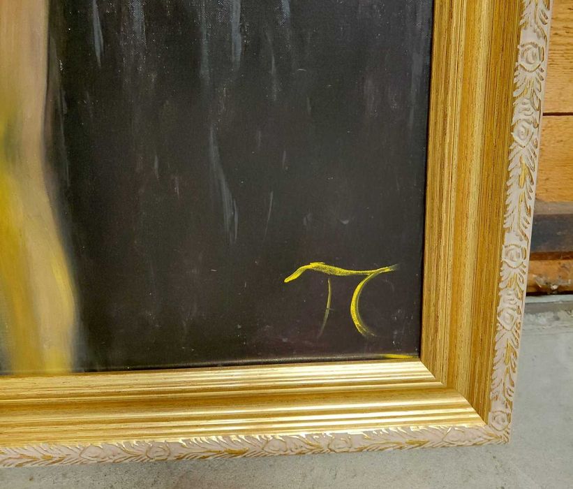 Tablou pictat în ulei „Balerină” 70x110 cm – Înramat, ramă aurie, semnat