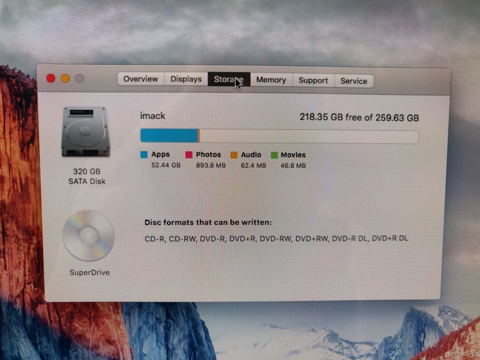 iMac Early 2009 20” Intel E8135 2.66GHz 8Gb 320Gb