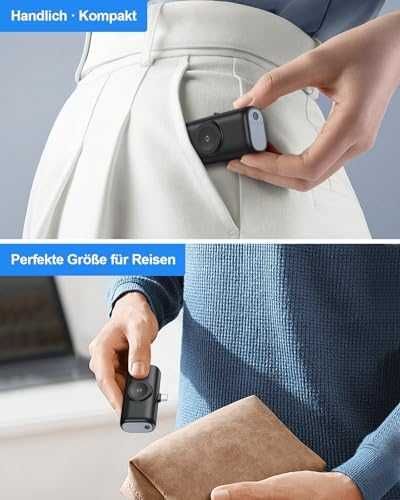 Мини power bank 5000mAh 3-в-1 за Samsung и iPhone USB-C