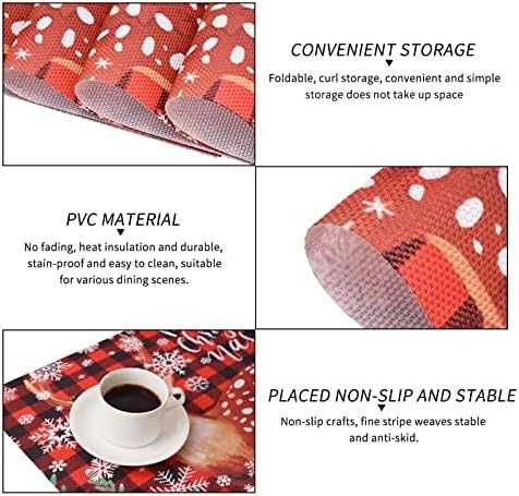 Нови Коледни Подложки за Маса 6 броя, Термоустойчиви PVC Дизайн С Елен