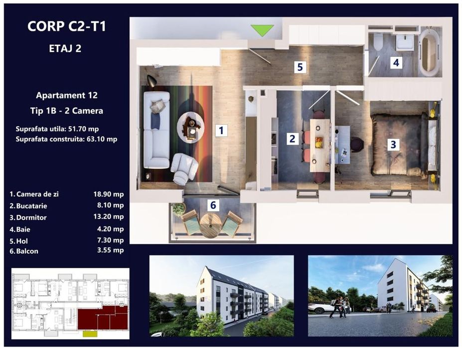 Apartamente noi cu 2 si 3 camere -Rasnov