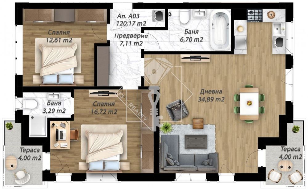 Продава се Тристаен апартамент в Пловдив, Прослав - 120 кв.м за 1100 €/кв.м - Снимка #1