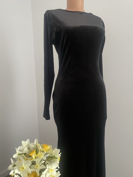 Rochie lunga cu trena eleganta neagra S