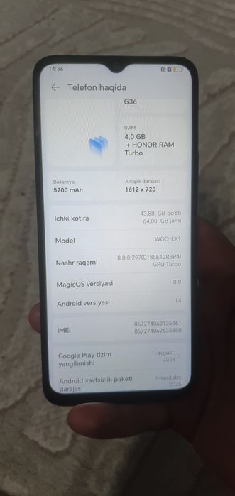 Honor X5 plus hotira 64