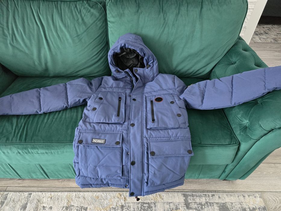Geaca cu vatelina si gluga Geographical Norway, Albastru inchis