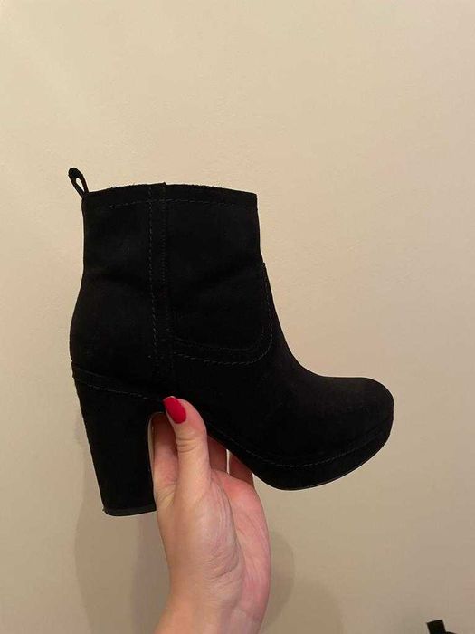 Botine negre| Piele intoarsa| Marimea 36