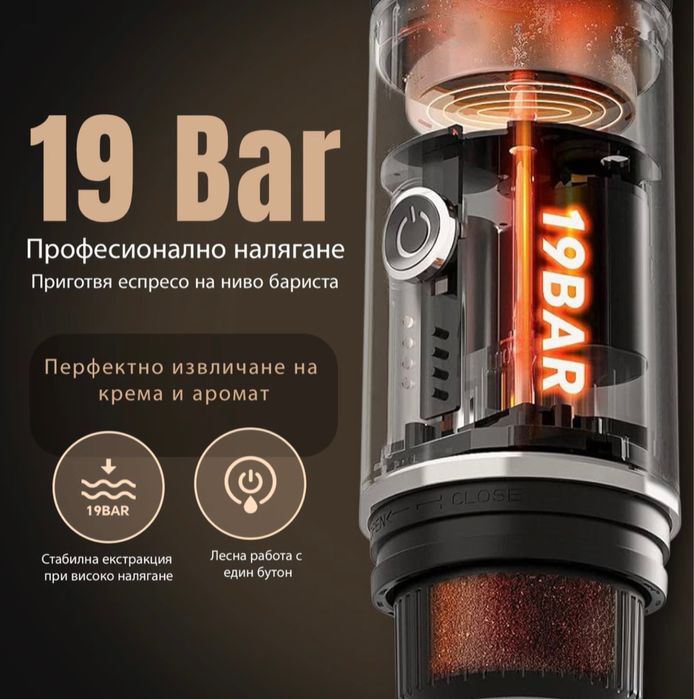 Премиум преносима кафемашина с включени аксесоари