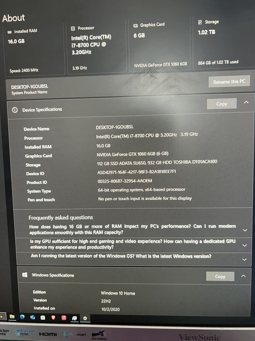 Pc Gaming cu monitor