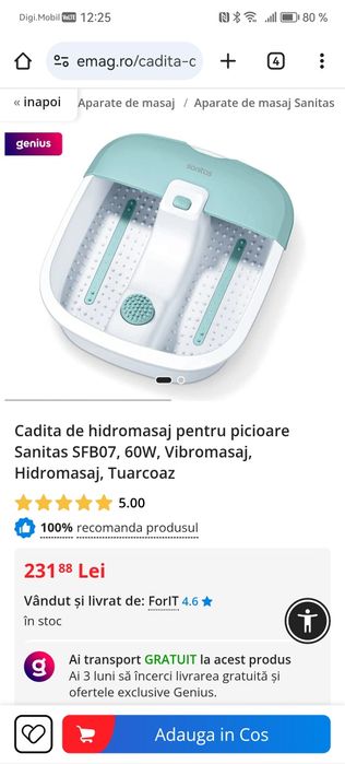 Cadita hidromasaj picioare