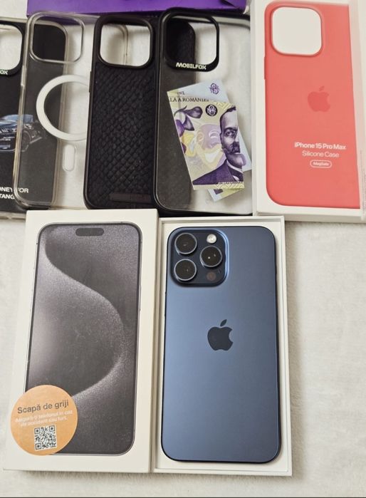 Iphone 15 pro max, blue titanium , 256GB, stare ca nou, full box