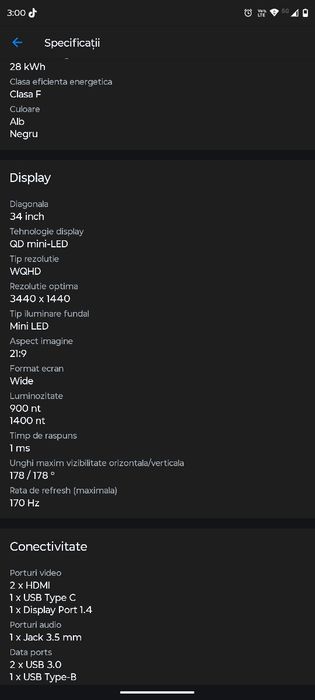 TCL QD.Mini LED 34" ,170 Hz , Ultra wide