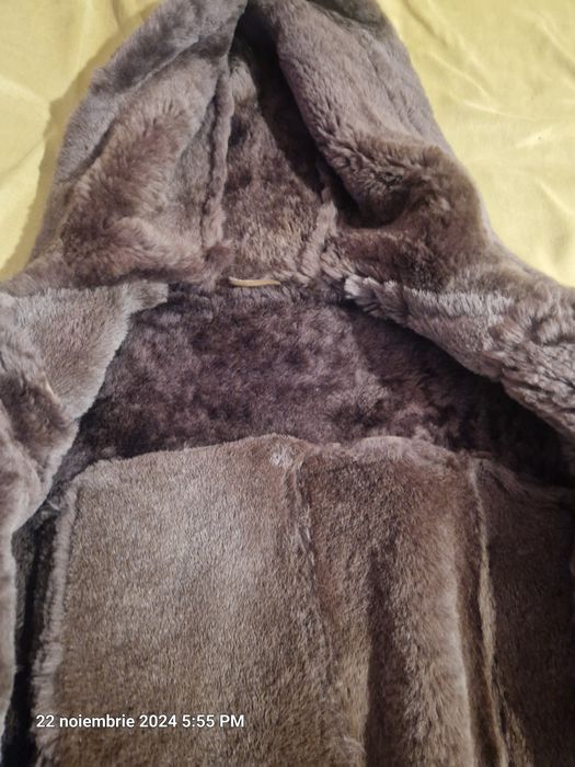 Haina de blana naturala maro dama cu gluga